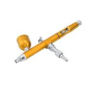 Keenso Aerografo a Doppia Azione Gravity Kit di Strumenti per Tatuaggi con Vernice Spray da 0,3 Mm, Aerografo Durevole per Decorazione di Torte e Hobby, Vernici e Smalti per Autoveicoli (YELLOW)