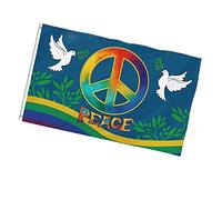 Keenso Bandiera della Pace nel Mondo in Poliestere Resistente per la Decorazione Dell'ufficio All'aperto, 90 X 150 Cm