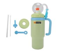 Keenso Bottiglia d'Acqua per Bambini, 710 Ml/24 Once in Acciaio Inossidabile Bere a Tazza con Paglia per la Maniglia per Viaggi All'aperto (Green)