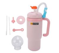 Keenso Bottiglia d'Acqua per Bambini, 710 Ml/24 Once in Acciaio Inossidabile Bere a Tazza con Paglia per la Maniglia per Viaggi All'aperto (ROSEO)