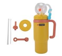 Keenso Bottiglia d'Acqua per Bambini, 710 Ml/24 Once in Acciaio Inossidabile Bere a Tazza con Paglia per la Maniglia per Viaggi All'aperto (Yellow)