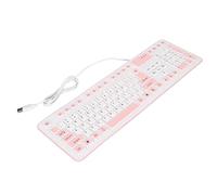 Keenso Case Tastiera in Silicone Pieghevole Silenziosa 106 Pulsanti USB, Cavo USB, (PINK)