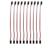 Keenso Cavo di Prolunga Servo Nucleo in Ottone Resistente per Connessione Servo Futaba e JR 10 Pezzi 3 Pin per Servoazionamento per Elicottero di Aereo - 10 Cavi di Prolunga (200mm da femmina a