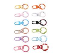 Keenso Chiusura a Moschettone Rotonda con O Ring, Moschettone a Doppia Apertura in Lega di Zinco, Funzione Girevole a 360°, 12 Pezzi per Portachiavi, Accessori per Borse Artigianali