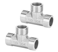 Keenso Connettore a T Filettato, Raccordi per Tubi in Acciaio Inossidabile Resistenti Facile Installazione, Connettore 2 X T