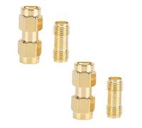 Keenso Connettore SMA Preciso Set Durevole per Alte Prestazioni Dorate da 2 Pcs da Maschio a Doppio Passaggio Maschile + 2pcs da Femmina a Femmina Connettore per gli Appassionati di Elettronica