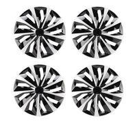 Keenso Coprimozzi, 4 Pezzi Coprimozzi Ruota 16 Pollici Copricerchi di Ricambio Copricerchi Universali per Pneumatici R16 con Materiale ABS Installazione a Scatto (Argento Nero)