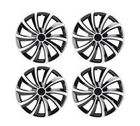 Keenso Coprimozzi, 4 Pezzi Coprimozzi Universali 14 Pollici Copricerchi Cappucci per Cerchioni in ABS Premium per la Maggior Parte delle Auto con Facile Installazione per Ruote in (Argento Nero)