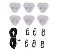 Keenso D Patch Ad Anello, Acciaio Inossidabile D Ganci per Patch Ad Anello Kit Elastico con Corda da 2,5 M per Tavola da Surf in Canoa in Barca in Barca Gonfiabile (Grey)