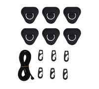 Keenso D Patch Ad Anello, Acciaio Inossidabile D Ganci per Patch Ad Anello Kit Elastico con Corda da 2,5 M per Tavola da Surf in Canoa in Barca in Barca Gonfiabile (Black)