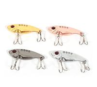 Keenso Esche da Pesca Esche Artificiali VIB in Metallo 4 Pezzi 55 Mm 11 G con Occhi 3D e Ami Tripli Colori Vivaci Azione di Immersione Rapida per Pescatori d'acqua Dolce Cattura di Pesci Predatori