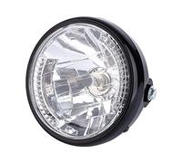 Keenso Faro anteriore e staffa per moto, universale 12V H4 35W faro rotondo a LED giallo per moto con staffa nera