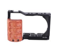 Keenso Gabbia per Fotocamera, Attrezzatura Leggera e Robusta per ZV E10 con Manico in Legno e Scarpe Fredde, per Maniglie Superiori, Monitor, Luci, Lega di Alluminio, 1 X Gabbia per Fotocamera per