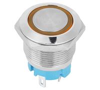Keenso Interruttore a Bottone in Metallo Luminoso Giallo con Protezione IP65, Pulsante a Pressione in Acciaio Inossidabile con 4 Pin, 2 Pcs per la Fascia Alta e Anti-gamma