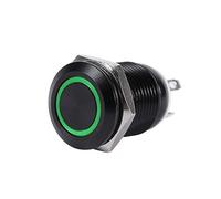 Keenso Interruttore A Pulsante, 12mm Interruttore di Alimentazione Interruttore di Blocco di Alimentazione Auto LED 2A 3V Tipo Momentaneo Ottone Nichelato Impermeabile (Green)