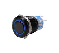 Keenso Interruttore a pulsante a LED per auto, 4 colori, 19 mm, 12 V, LED on/off, impermeabile, autobloccante, interruttore flate (blu) interruttore auto interruttore 12 V on Off