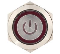 Keenso Interruttore a Pulsante a Testa Piatta Rotonda, Impermeabile IP65, Ideale per Uso Industriale, 12-24 V CC, 2 unità (rosso)