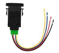 Keenso Interruttore a Pulsante, Interruttore a Pulsante per Auto a 4 Poli in PVC 12V con Doppio Indicatore LED, Cavo di Cablaggio, Installazione Semplice per Fendinebbia