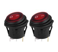 Keenso Interruttori a levetta per Auto, 2 Pezzi 12V 3Pin LED Rossi Interruttori a levetta On-off Interruttore a bilanciere Rotondo con Pulsante Impermeabile