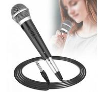 Keenso Microfono Cablato Unidirezionale Microfono Dinamico a Bobina Mobile per Mixer Amplificatore DVD KTV, Filtro Pop in Rete per Voce Umana Orale, Metallo Plastico YS-226