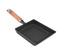 Keenso Mini Padella in Ghisa per Tamagoyaki - Pentola per Frittate con Manico in Legno per Piani Cottura a Induzione a Gas, Aggiunge Ferro, 1 Pezzo