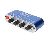 Keenso Mixer audio stereo 4 in 1 out amplificatore di impostazione del volume per cuffie PC portatili, lega di alluminio blu