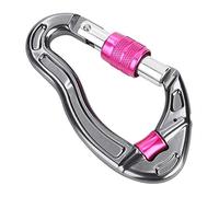 Keenso Moschettone da Arrampicata, Lega di Alluminio e magnesio 25KN Moschettone di bloccaggio per impieghi gravosi Moschettone da Arrampicata Gancio di bloccaggio a Vite(Rosa)