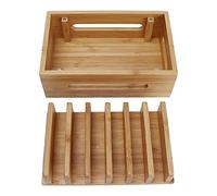 Keenso Organizer per Dock per Cellulare in Legno per Ufficio Domestico, Elegante Supporto per Tablet per Soggiorno, Materiale in Legno di bambù