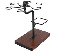 Keenso Organizzatore per Bicchieri da Vino, Robusto Stendino per Tazze, Scarico Rapido Dell'acqua per Ristorante, Forte capacità di Carico, Ferro + Legno (BLACK)