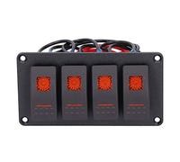 Keenso Pannello Interruttori a Bilanciere a 4 Gruppi, Protezione da Surriscaldamento Retroilluminazione a LED 5 Pin, con Coperchio di Tenuta in Gomma, per Veicolo 12V 24V Marine Yacht (C(arancione))