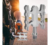 Keenso Pedali per Bici Pedale per Bici Pieghevole in Lega di Alluminio Piattaforma Leggera Antiscivolo Cava 263 G Filettatura Universale per Ciclismo Pieghevole su Strada e nel Tempo Libero (SILVER)