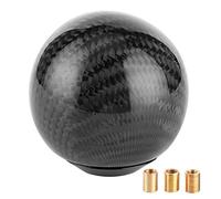 Keenso Pomello del per Auto, Design a Sfera Rotonda Facile da Impugnare e Spostare, Testa della Leva del in Fibra di Carbonio Nera con 3 Adattatori M8x1 25 M10x1 25 M10x1 5, per