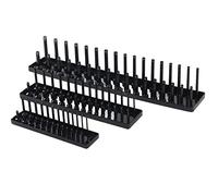 Keenso Porta della Presa, Rack di Archiviazione 3 Pezzi, 1/4 Pollici 3/8 Pollici 1/2in Organizzatore di Socket Black, Set Multifunzionale per Cassette di Attrezzi con di Identificazione Rapida,