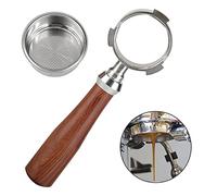 Keenso Portafiltro Senza Fondo Grande in Acciaio Inossidabile da 51 Mm con Manico in Palissandro - Compatibile con EC680 Ed EC685 - Include 1 Tazza e 2 Cestelli Filtranti per Tazze, per gli Amanti