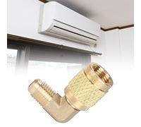 Keenso R410 Filettatura Maschio da 1/4 a Filettatura Femmina 5/16, Adattatore a 90°, Robusto e Durevole per il Collegamento Dell'Aria Condizionata, Materiale in Ottone per Uso Domestico