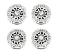Keenso Ruota per Auto RC in Lega di Alluminio Lavorato a CNC da 2,9 Pollici per Auto RC 12 Fori 4 Pezzi Centro di gravità Basso per SCX6 1 6 Camion Cingolato Trail Driving (SILVER)