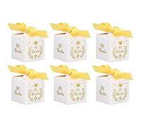 Keenso Scatole per Bomboniere Mini Box da 50 Pezzi, Materiale Cartaceo Sicuro con Nastro Dorato, Adatte per Compleanni e Matrimoni, Modello Mi Bautizo, 6,5 X 6,5 X 0, Cm