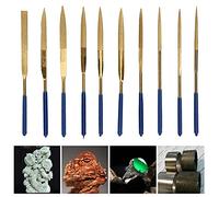 Keenso Set di 10 Lime Ad Ago Diamantate Placcate in Titanio, Lime Durevoli e Resistenti Alla Corrosione per la Lavorazione Dell'acciaio e del Vetro, Lunghezza 160 Mm