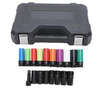 Keenso Set di Bussole a Percussione, Set di Bussole a 6 Punti e 12 Punti con Attacco da 1/2 Pollici con Manicotto Protettivo Antigraffio a 360° e Custodia Modellata per Dadi del Ruota