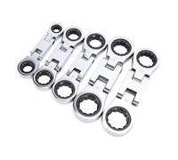 Keenso Set di Chiavi Corte, Testa Flessibile Metrica a Doppia Scatola da 8 Mm a 19 Mm con Testa Girevole a 180 Gradi per la Riparazione di Motociclette Automobilistiche