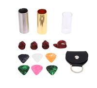 Keenso Set di Guide per Chitarra, Guide in Acciaio Inossidabile, Ottone, Vetro, con 4 Plettri e 6 Plettri per Chitarra Basso e Ukulele