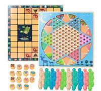 Keenso Set di Scacchi, Gioco da Viaggio Portatile in Legno con Tavola Pieghevole, attività Educativa Coinvolgente per Bambini e Adulti (ZKB-Scacchi e Scacchi delle Bestie)