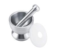 Keenso Set Ergonomico per Mortaio e Pestello in Acciaio Inossidabile per Macinare, Pillole, Utensile da Manuale con Coperchio, Design Pratico e Alla Moda, Adatto per gli Amanti della