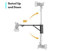 Keenso Supporto da Parete con Braccio Triangolare per Luce, Robusto Lega di Alluminio, Ruotabile di 180°, per Fotografia, Luce Stroboscopica, Monoluce, Softbox, Anello Luminoso, capacità di Carico