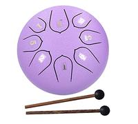 Keenso Tamburo per Lingua da 6 Pollici e 8 Toni con Mazze Strumento Musicale per Meditazione con Suono Squisito per la Purificazione Dell'anima Camere per Yoga Panno + Acciaio + Legno (Viola)