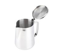 Keenso Tazza per Schiumare, Brocca per il Latte in Acciaio Inossidabile con Coperchio, Manico Ergonomico, Ideale per l'uso Domestico e Al Bar (1500 ml)