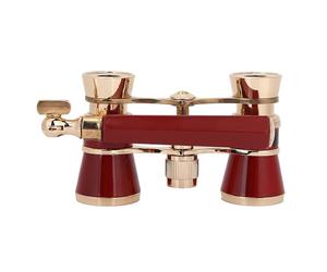 Keenso Telescopio Binoculare da Opera Portatile Ingrandimento 3X25 Messa a Fuoco Centrale Prisma BAK-7 per Teatri, Adatto per Donne, 4,3x2,5x1,2 Pollici (rosso)