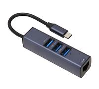 Keenso USB C HUB RJ45 Gigabit Ethernet 4 in 1 con 3 Porte USB Foro di Archiviazione per Laptop Tablet in Lega di Alluminio