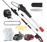 Keenstone Motosega Telescopica & Tagliasiepi ad Asta Elettrica Senza Fili, 2-in-1 Kit Motosega e Tagliasiepi con 4,0 Ah Batteria, Doppia Lama da 42 cm, Portata Massima Fino a 2,8m