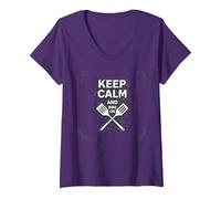 Keep Calm And BBQ On: Mantra del Maestro del Grill Maglietta con Collo a V, Donna, Viola, XXL